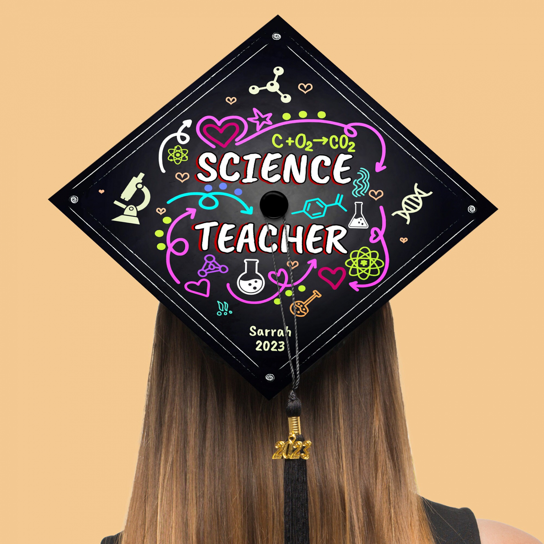 Custom Chemistry Teacher Grad Cap Topper, Personalized Cap