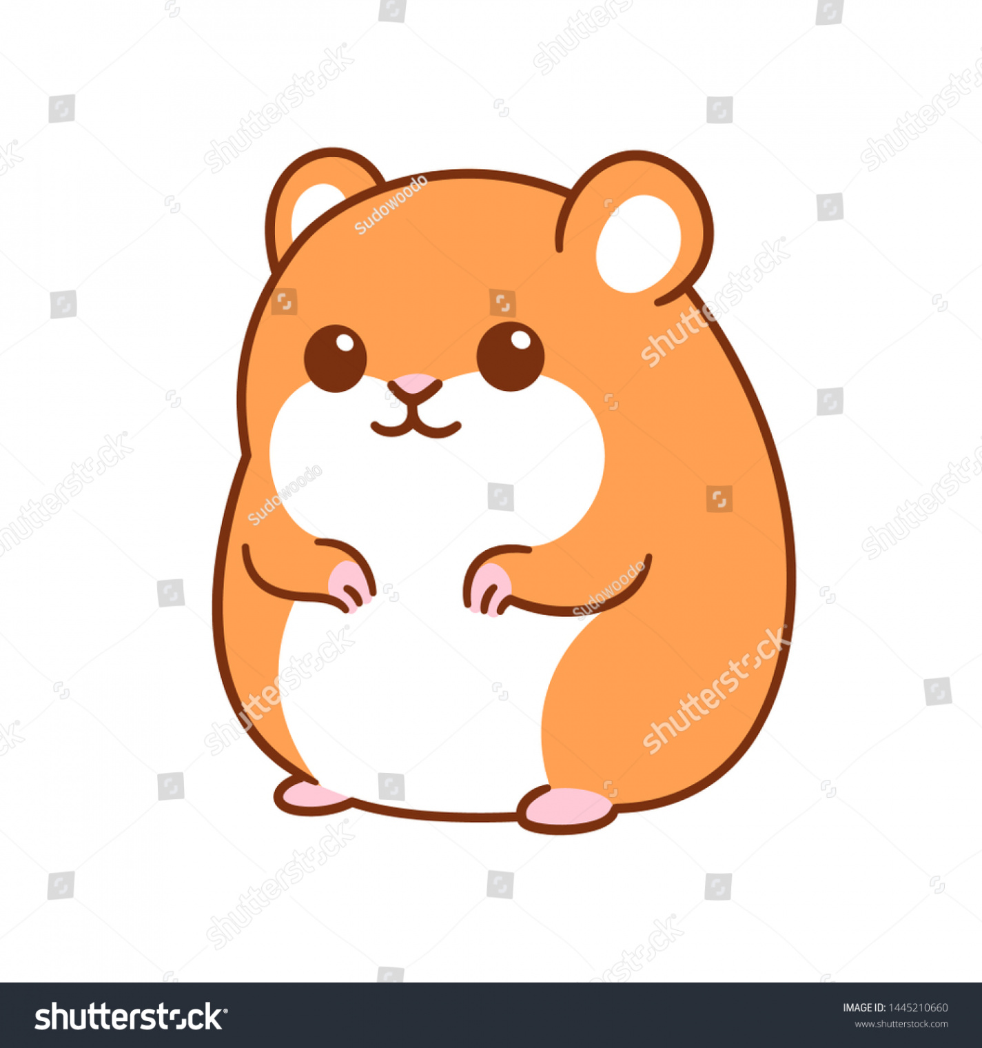 Cute kawaii Hamster Zeichnung, lustiger Cartoon-Haustier: Stock