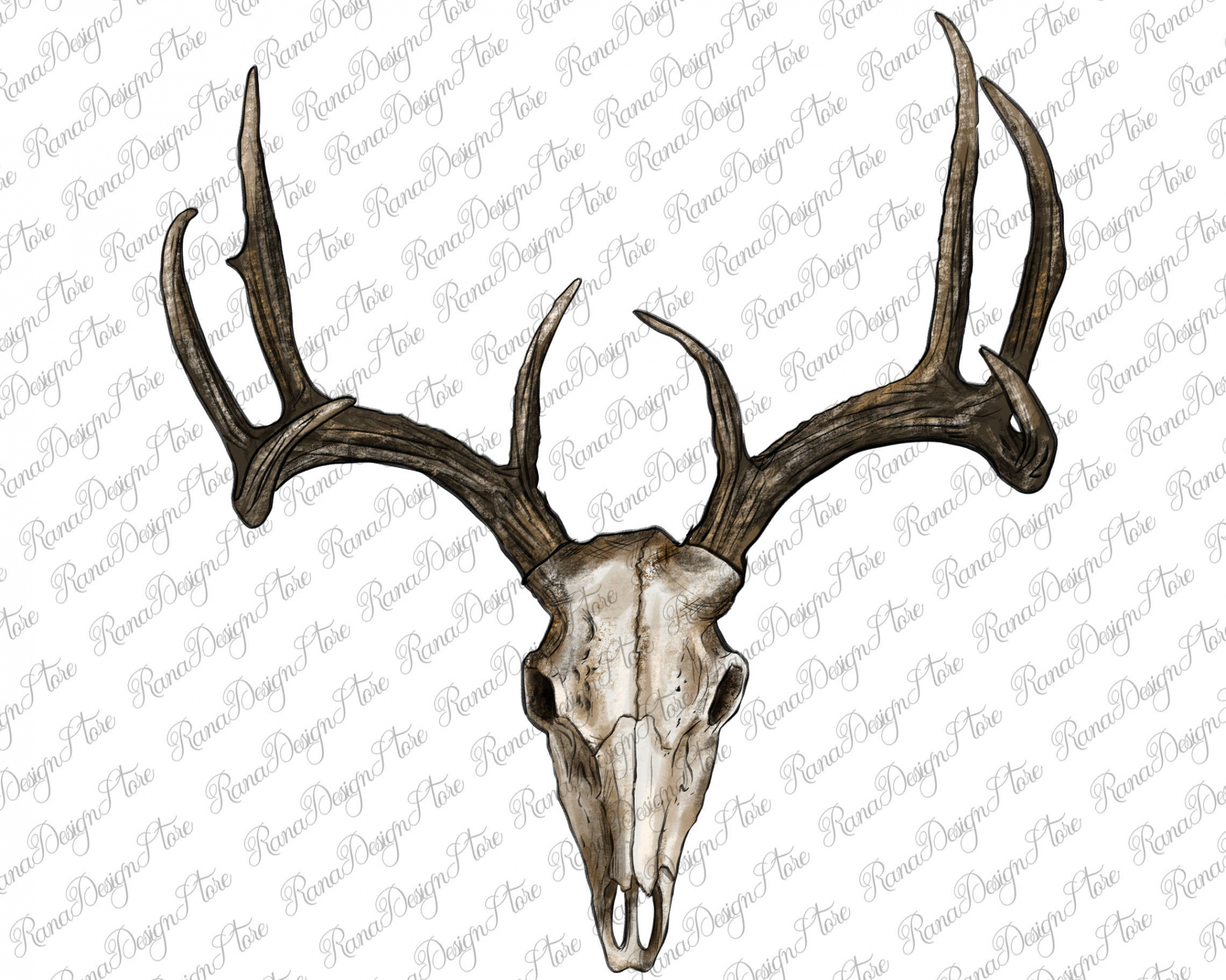 Deer Skull Drawing - Etsy