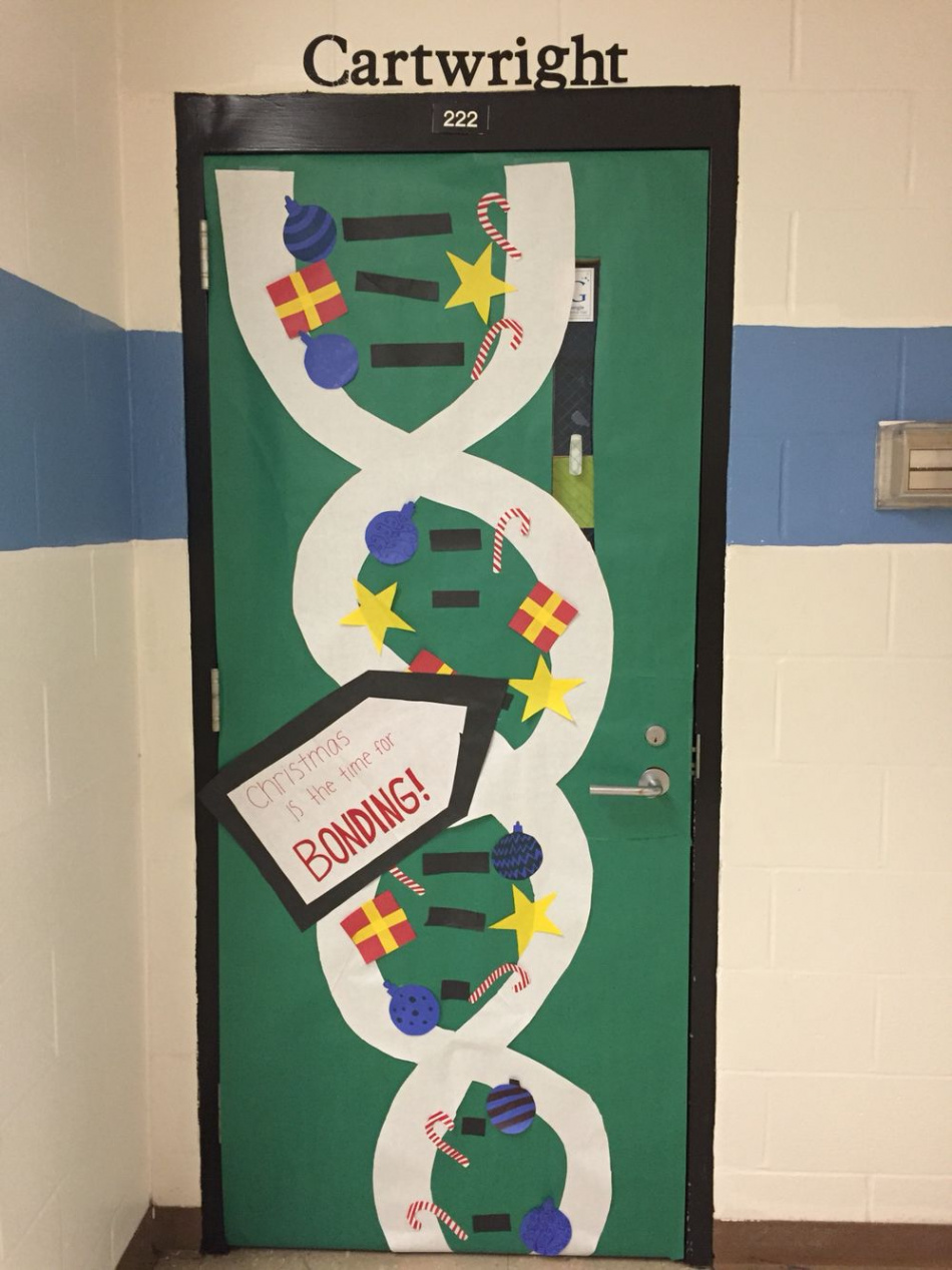 DNA inspired Christmas door  Door decorations classroom christmas