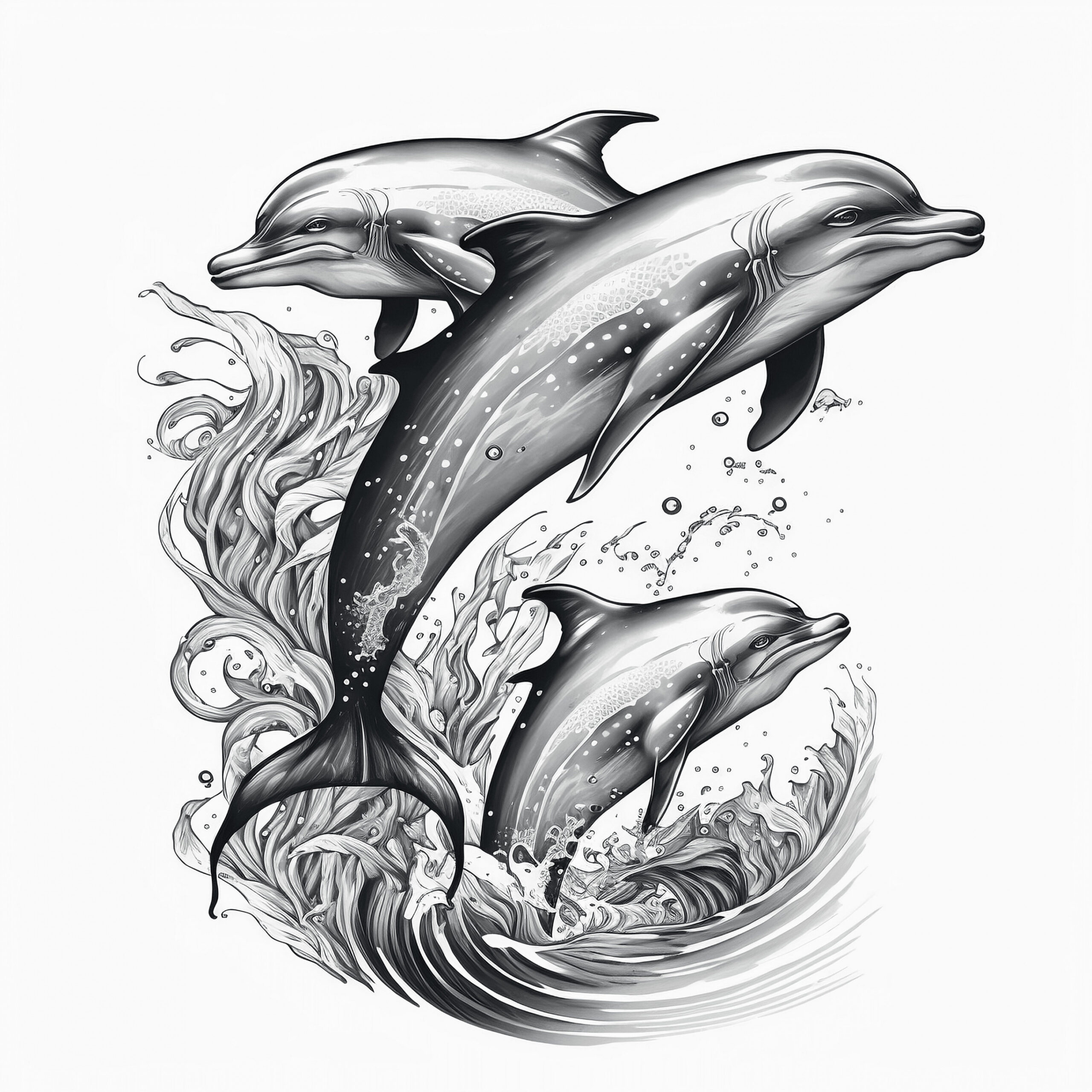 Dolphin Symbol Tattoo Design White Background PNG File Download