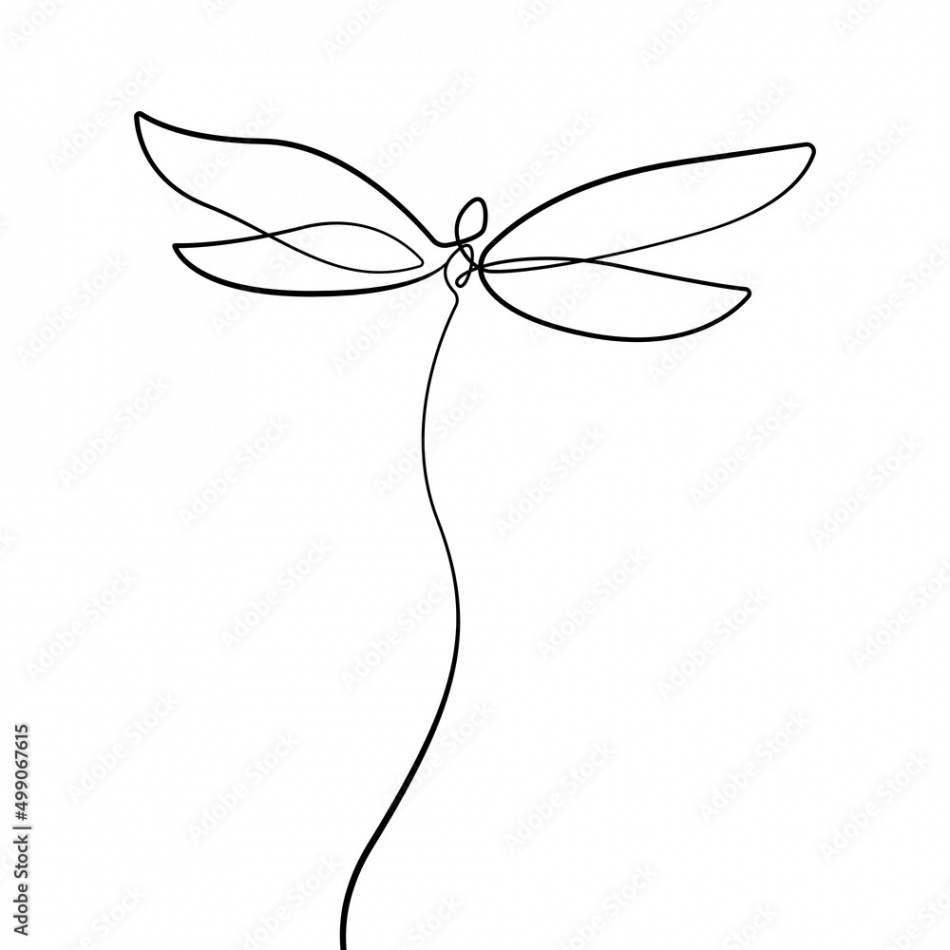 Dragonfly Continuous Line Art Drawing