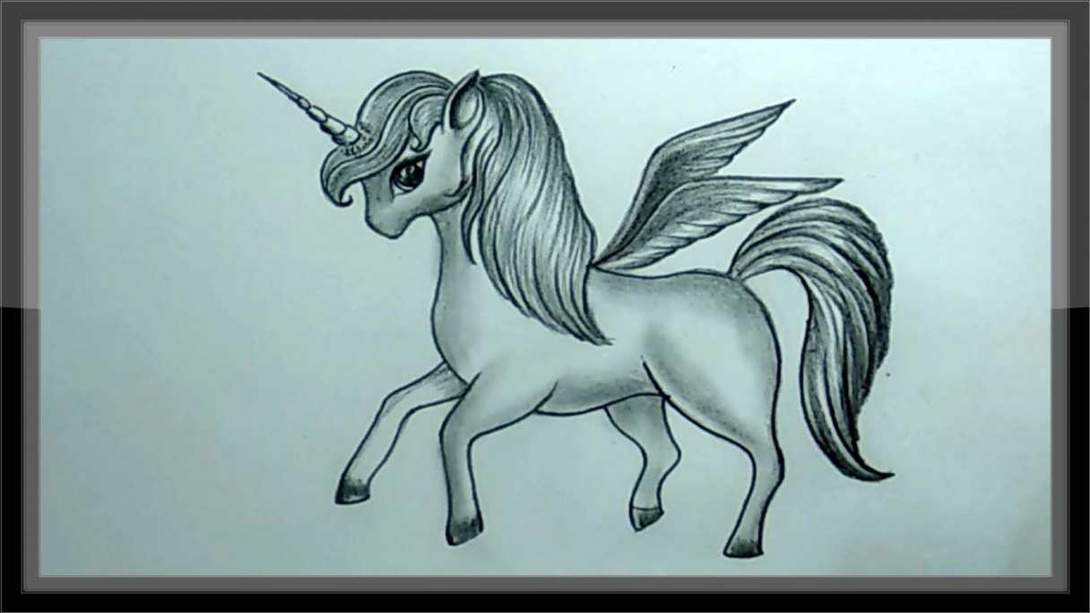 Drawing A Cute Unicorn In Pencils Easy Step By Step - YouTube