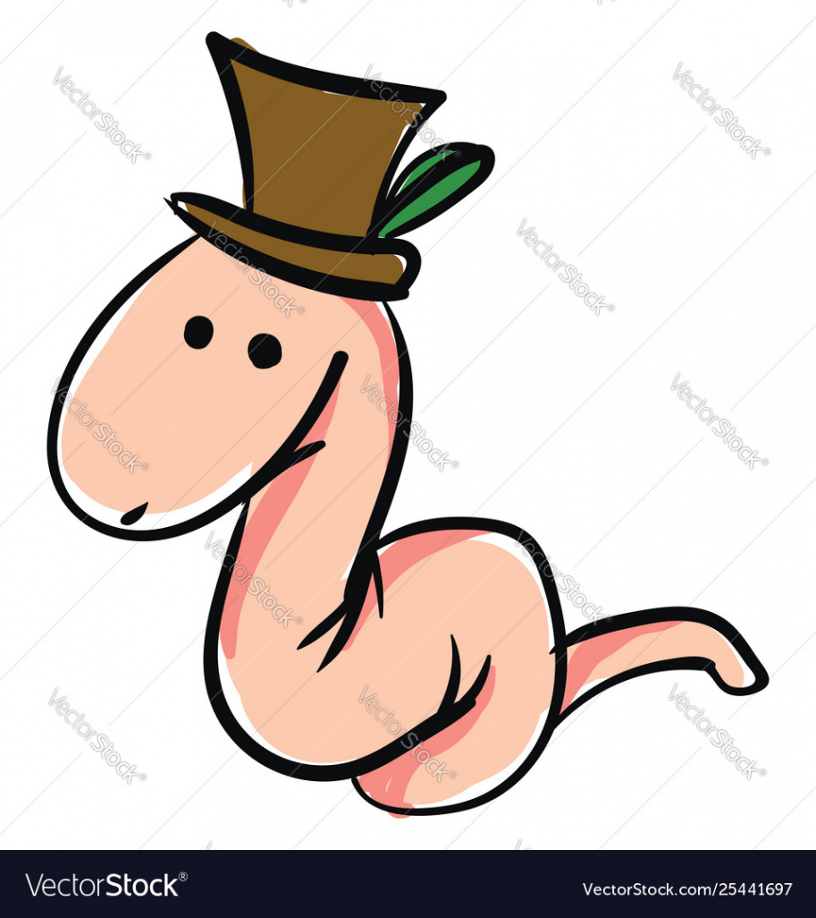 Drawing a worm in brown hat or color Royalty Free Vector