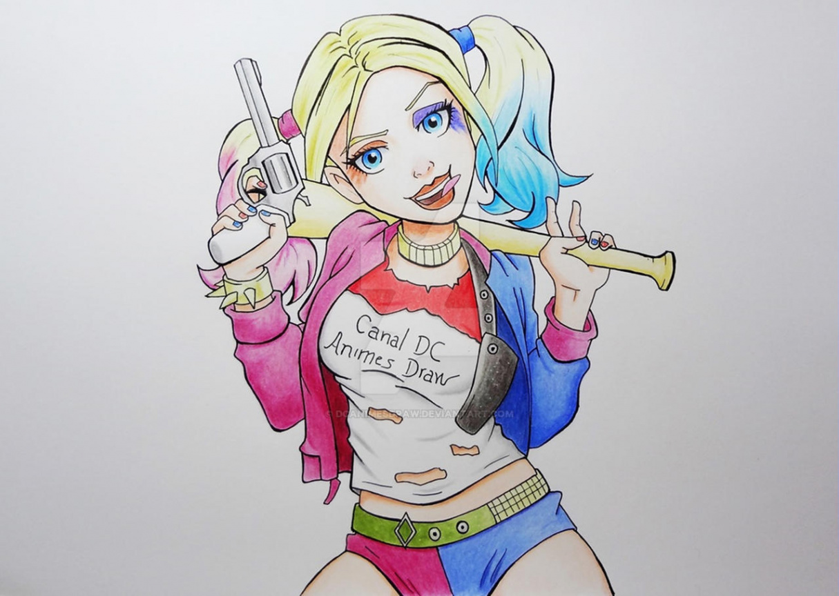 Drawing Harley Quinn in Anime Suicid Esquad by DCAnimesDraw on