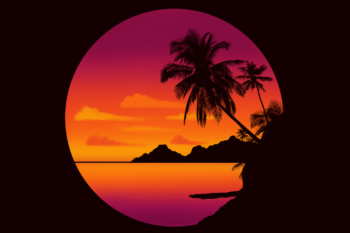 Easy Drawing tutorial for Procreate - Drawing a tropical sunset