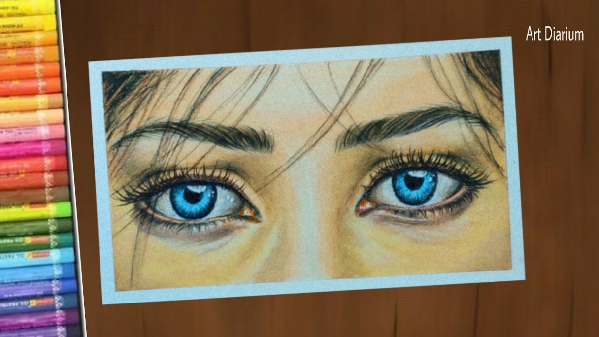 Easy! Eyes drawing with Oil Pastel for beginners - STEP by STEP