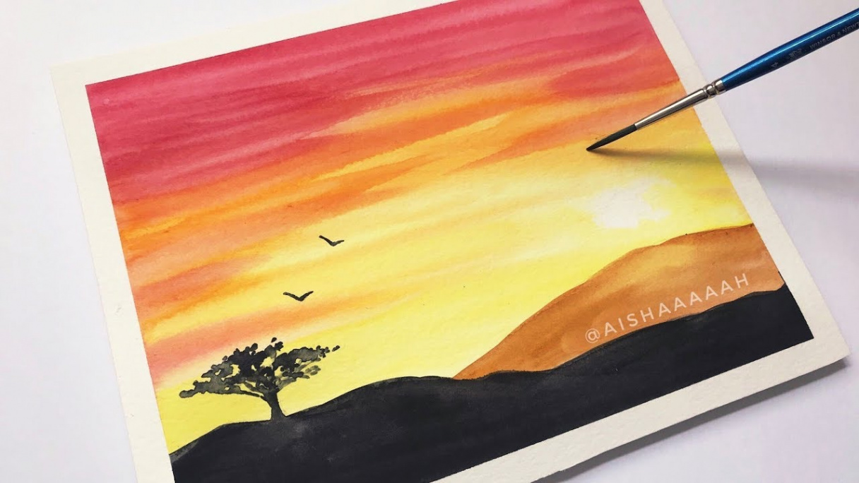 Easy Watercolor Sunset Tutorial for Beginners Step By Step