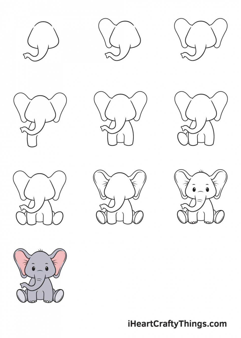 Elephant Drawing — How To Draw An Elephant Step By Step