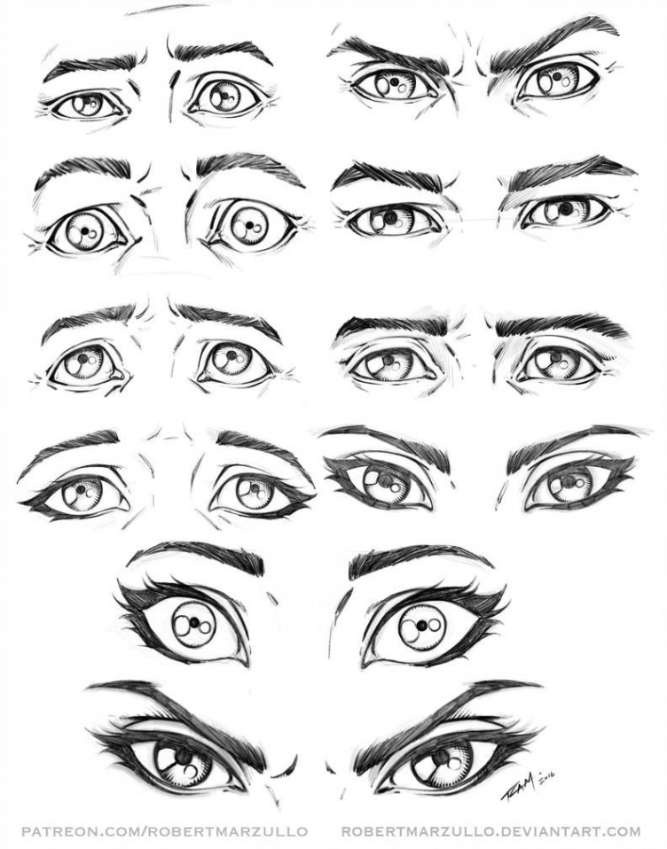 Eye Expressions Male and Female by robertmarzullo  Drawing