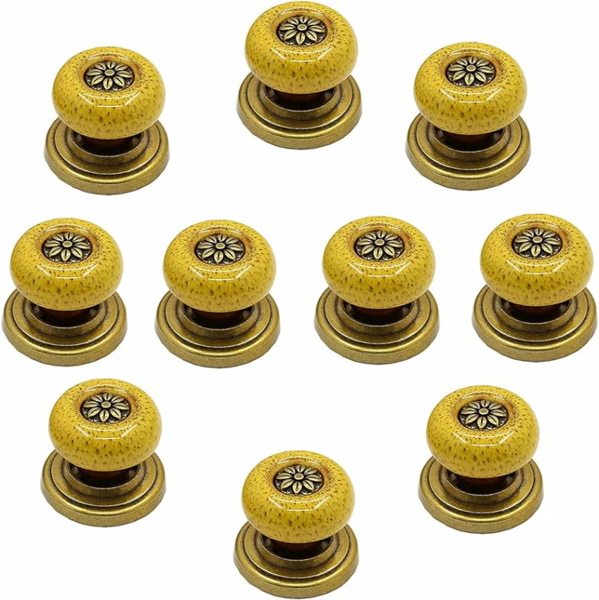 FBSHOP(TM) Pack of  Furniture Knobs  Classic Leopard Yellow