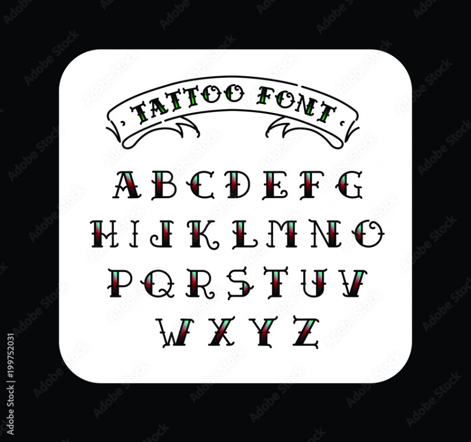 Font in the style of the old school tattoo