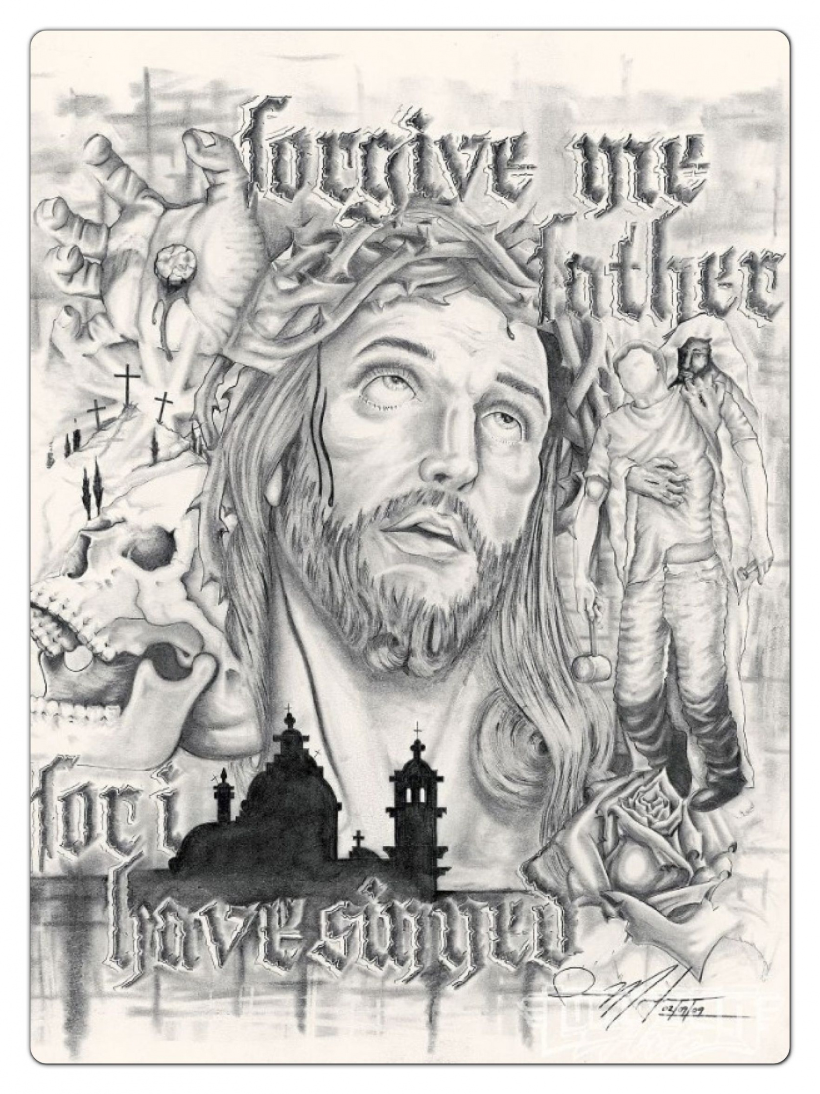 Forgive Me  Sacred art tattoo, Prison art, Chicano art tattoos