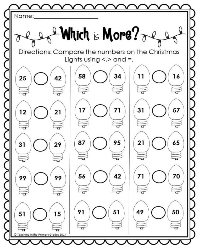 Free Printable Christmas Math Worksheets For st Grade  First