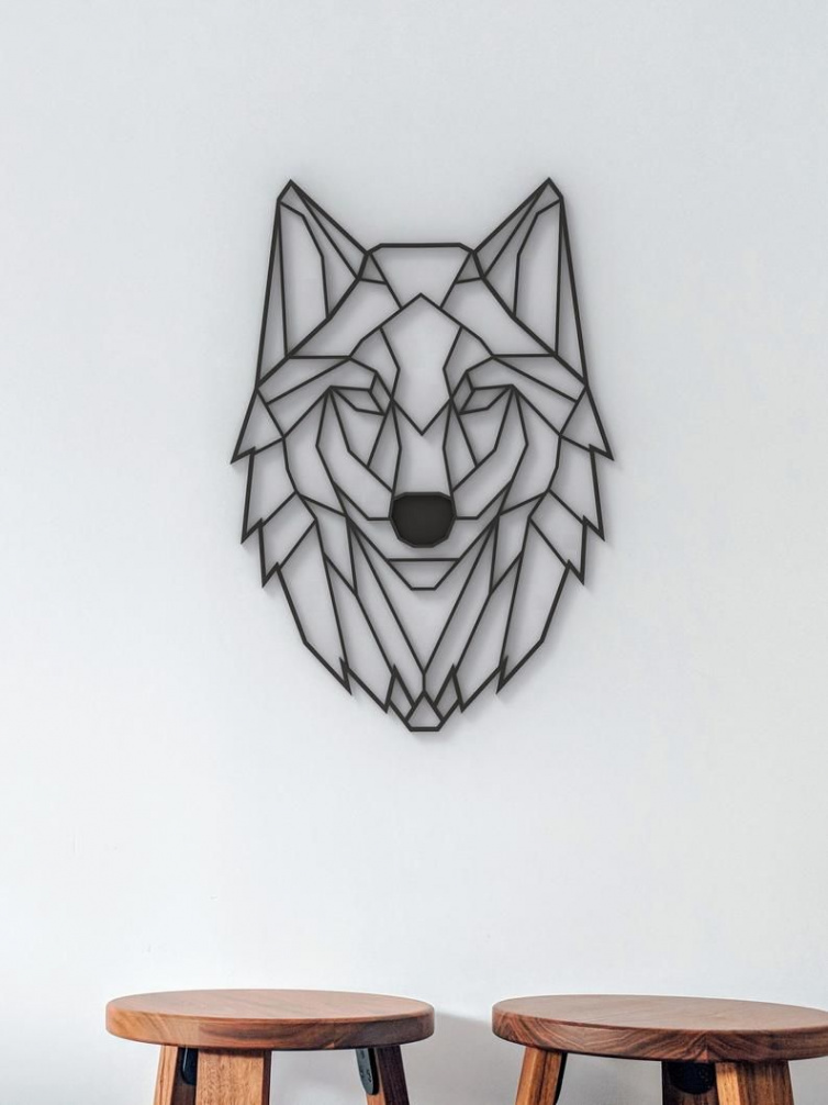 Geometric Wolf Hanging Wall Art Wolf Wall Decor Wolf Head Wolf