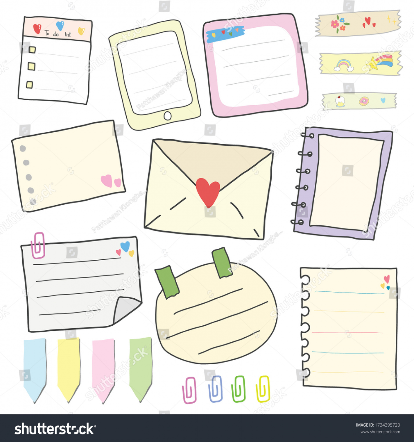 Hand Drawing Cute Memo Pad Stock Vector (Royalty Free)