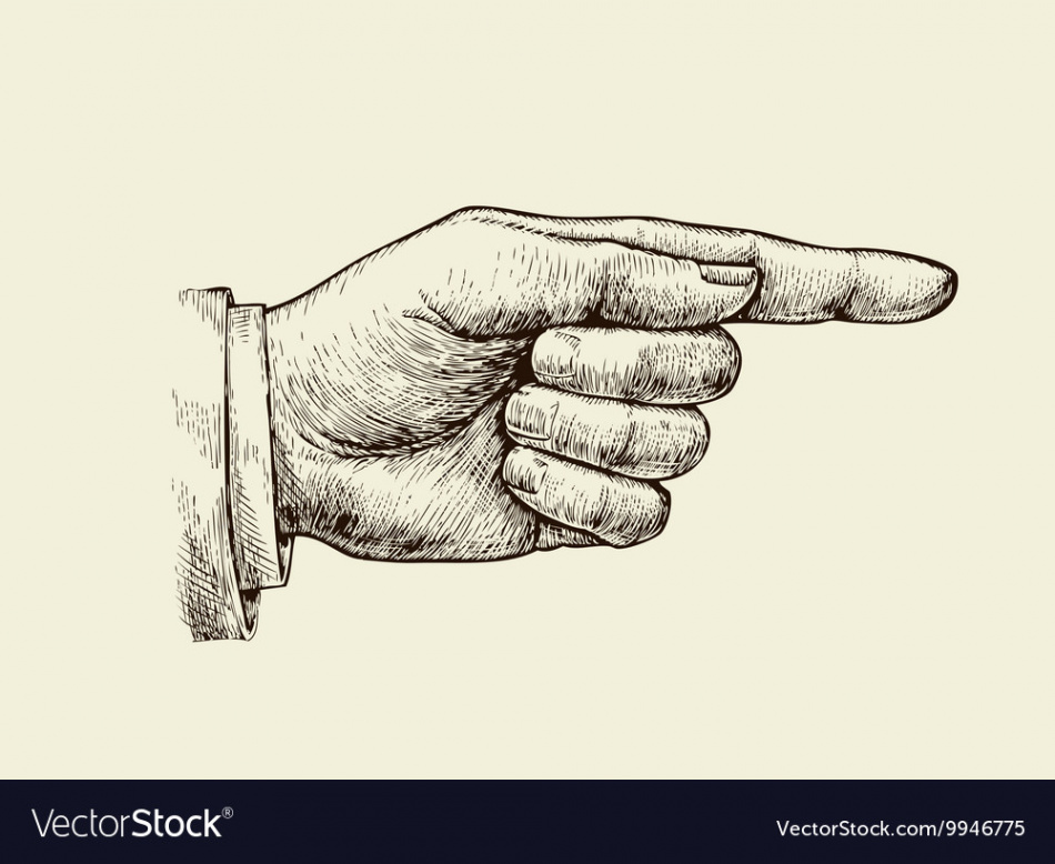 Hand drawn vintage retro sketch index finger Vector Image