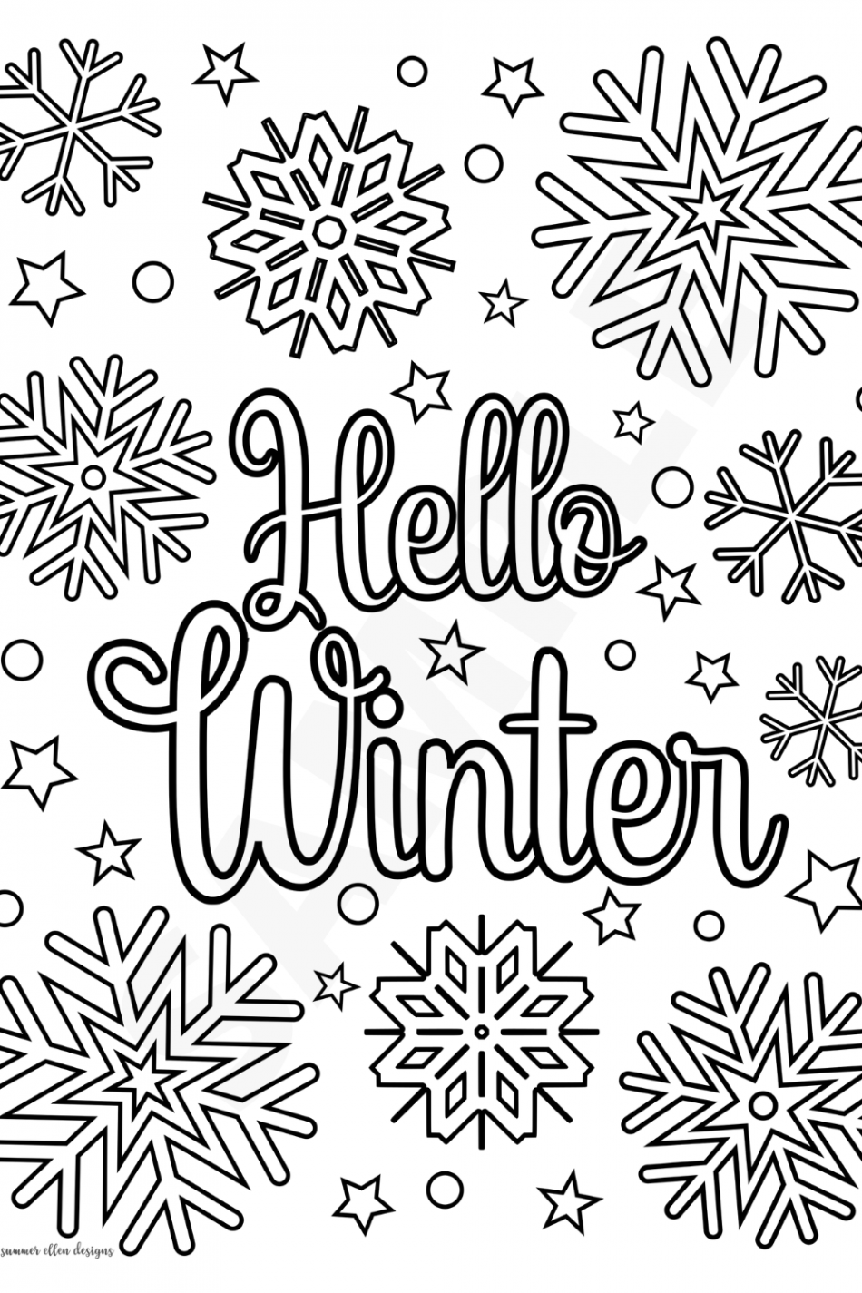 Hello Winter Snowflake Coloring Page Winter Holiday Activities