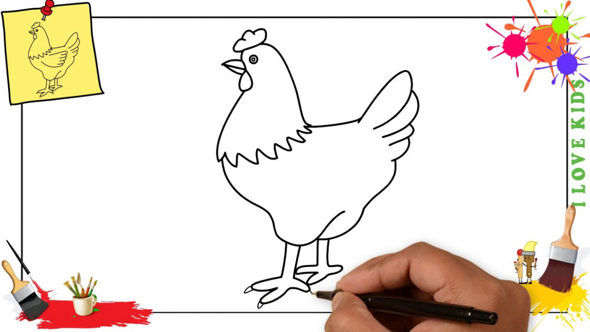 How to draw a chicken (hen) EASY step by step for kids, beginners, children