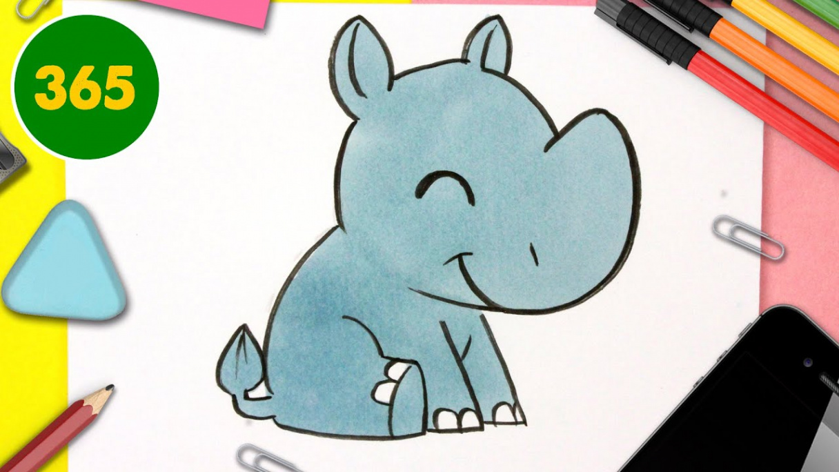 HOW TO DRAW A CUTE RHINO KAWAII - YouTube