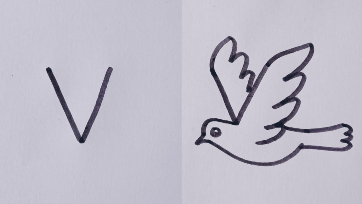 How to draw a Flying bird (Dove) Easy drawing step by step//Flying