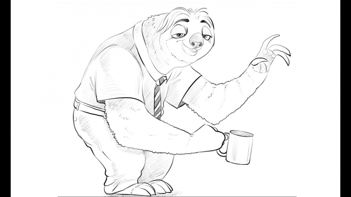 How to draw a Sloth from Zootopia