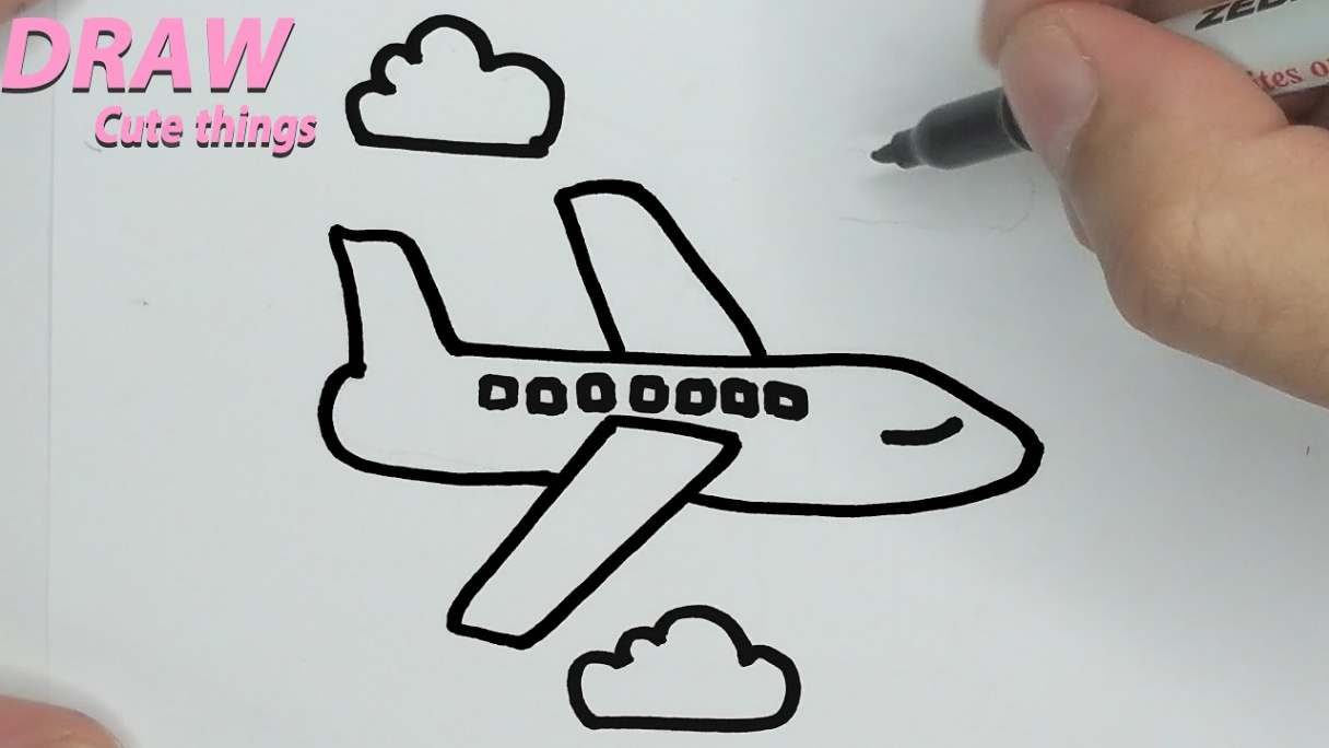 How to draw and coloring airplane, step by step, draw cute things