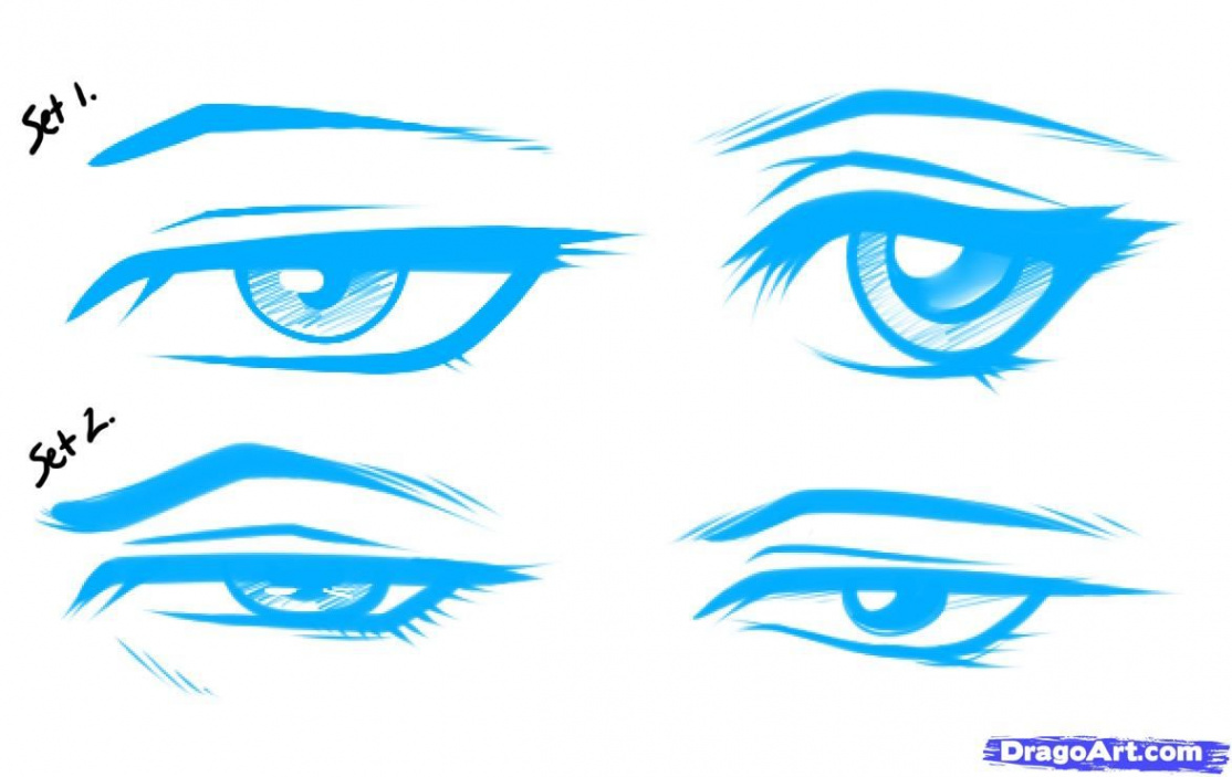 How to Draw Anime Male Eyes, Step by Step, Anime Eyes, Anime, Draw