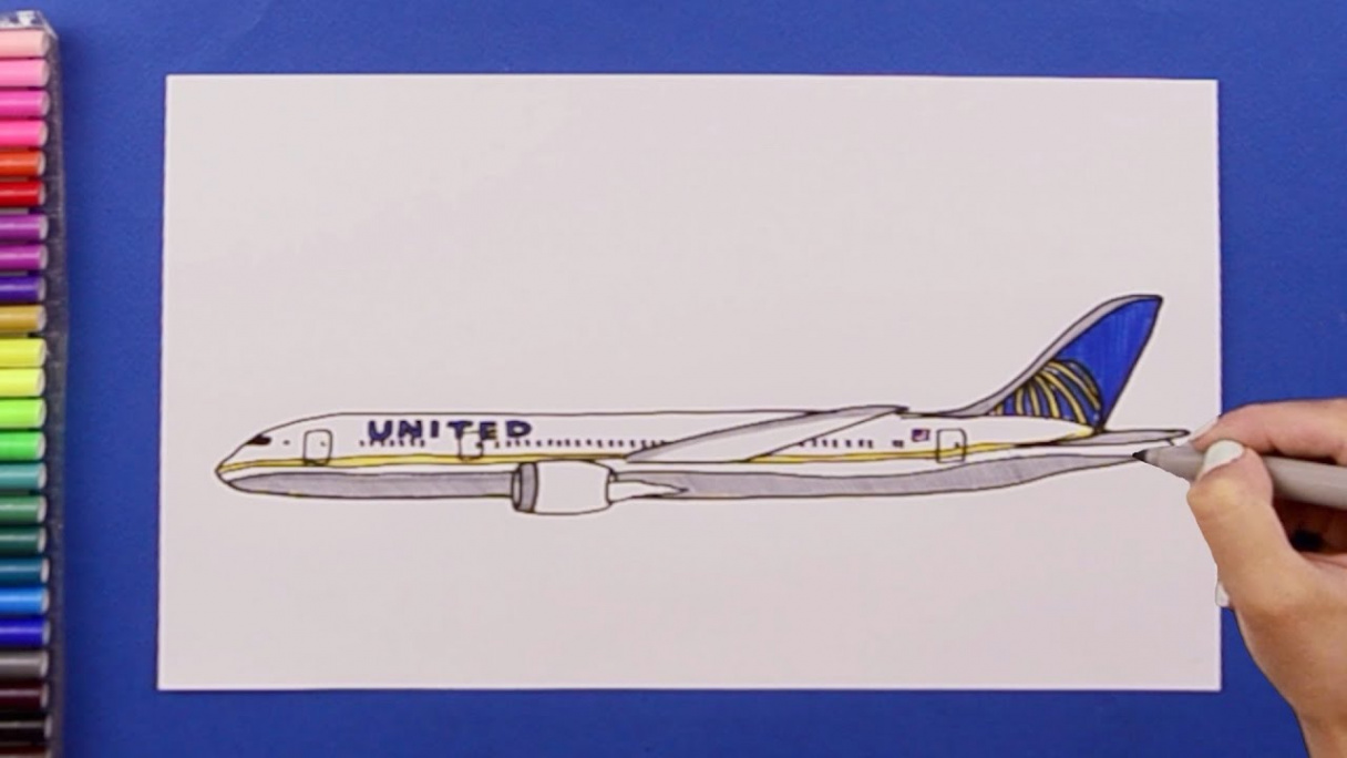 How to draw Boeing  Dreamliner (United Airlines)