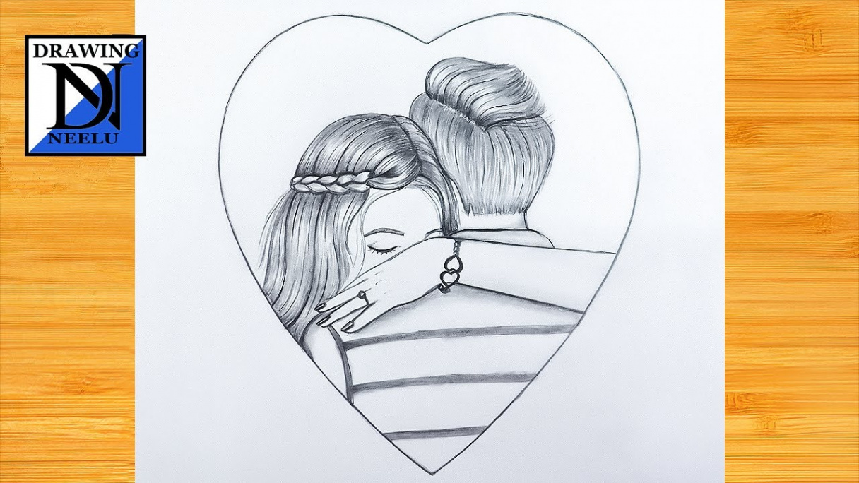 How to draw couple in love symbol  Valentine couple drawing  Very easy  drawing  Pencil drawing