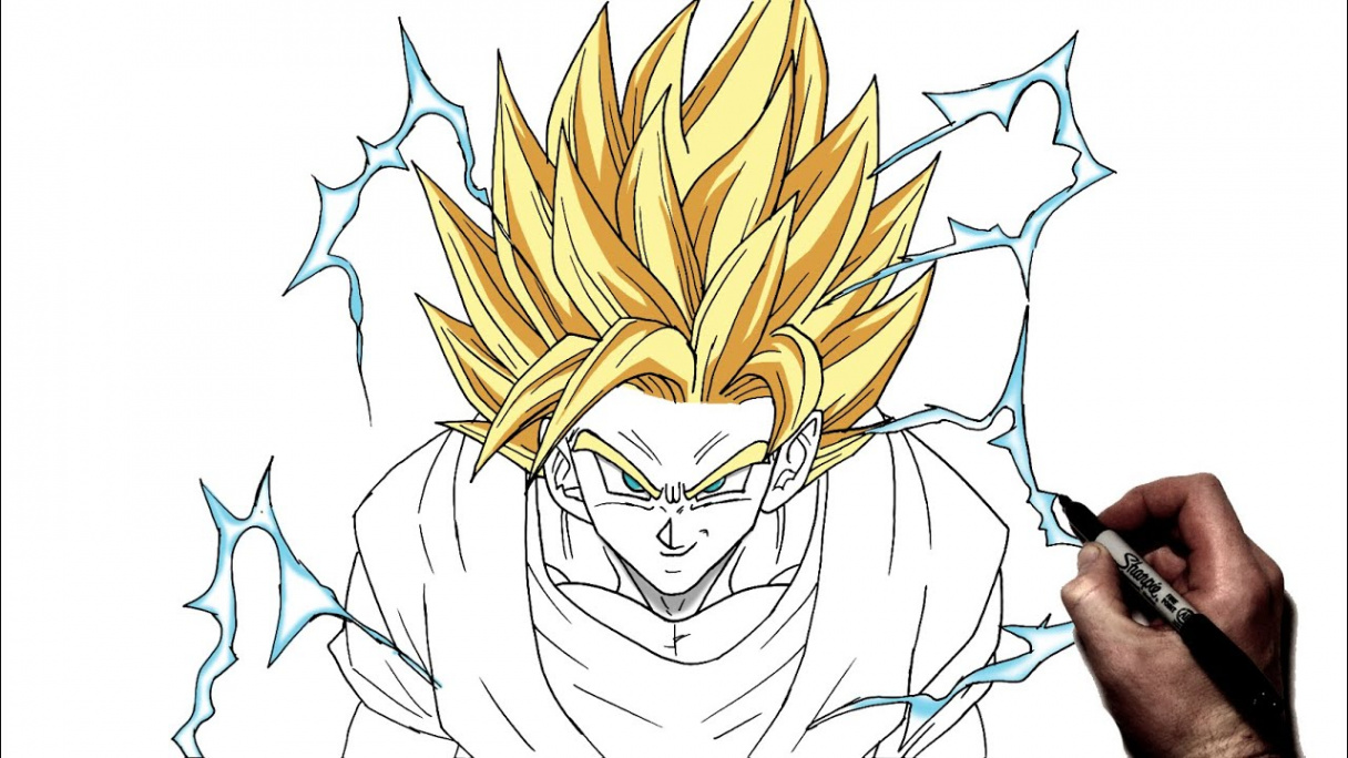 How To Draw Goku SSj  Step By Step  Dragonball