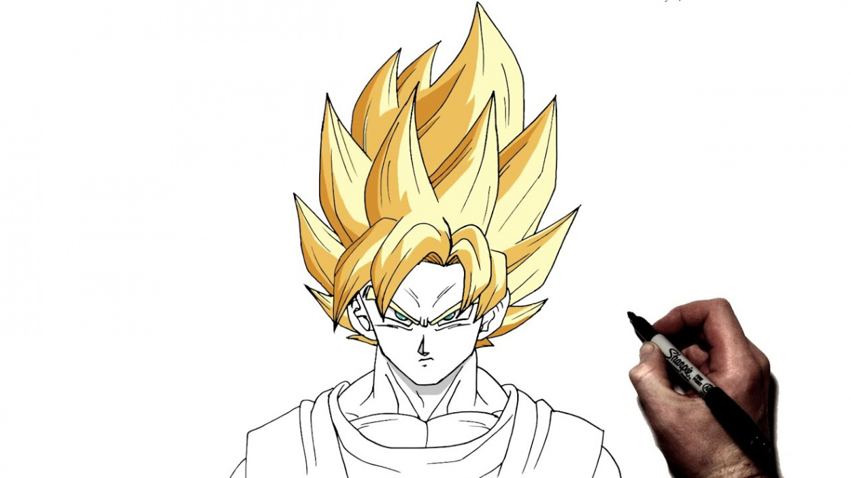 How To Draw Goku SSJ  Step By Step  Dragonball