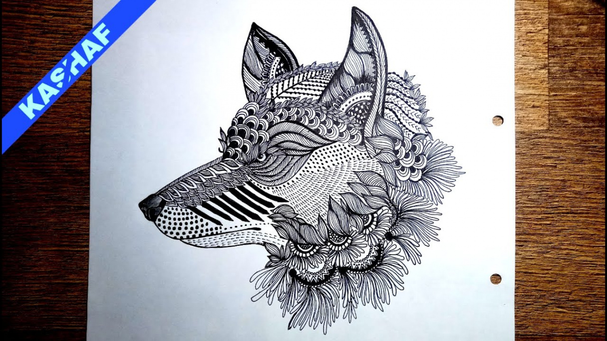 How To Draw KDS Zentangle Wolf Head  MANDALA Easy (time lapis)   CREATIVE DESIGN