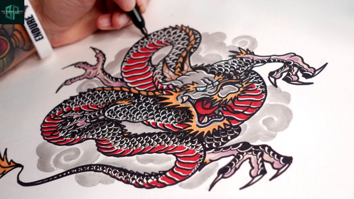 How to Draw Out a Tattoo Design  Japanese Dragon