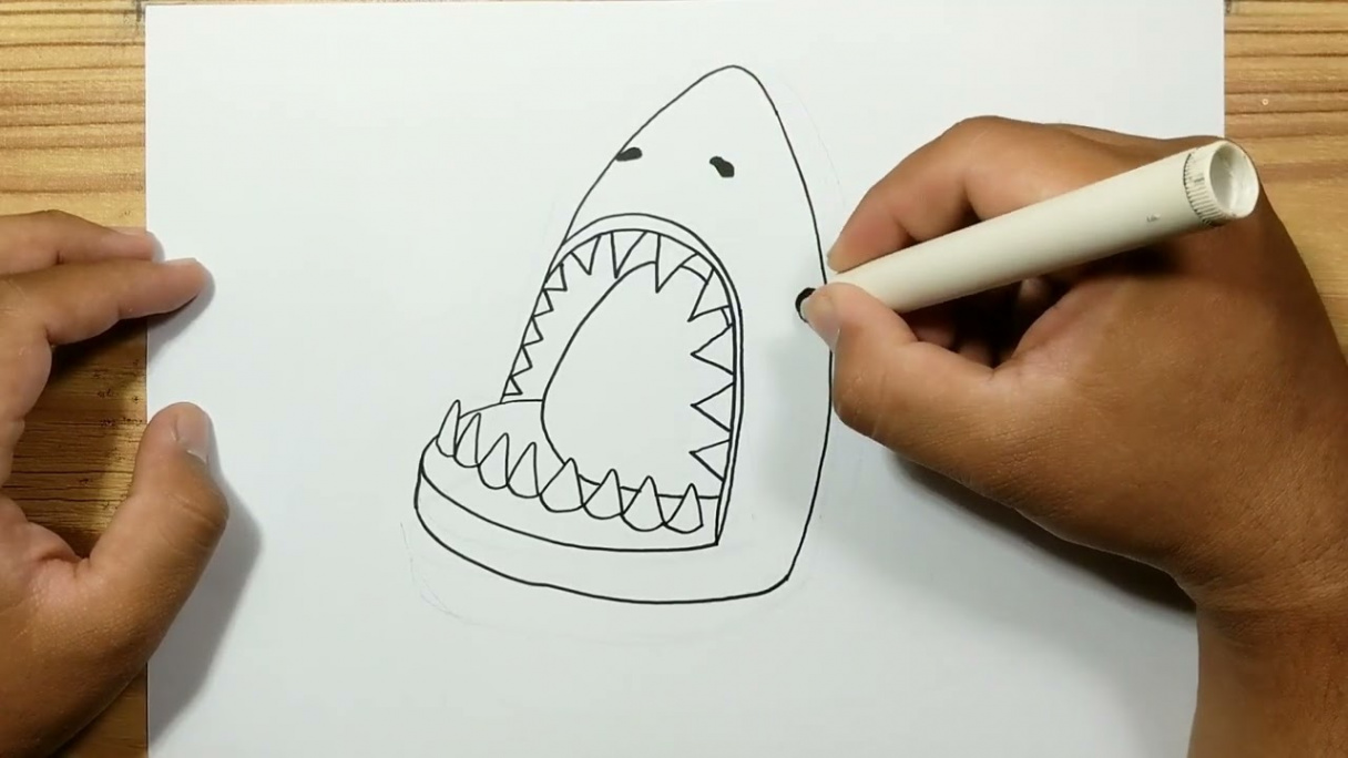 How to draw SHARK OPEN MOUTH