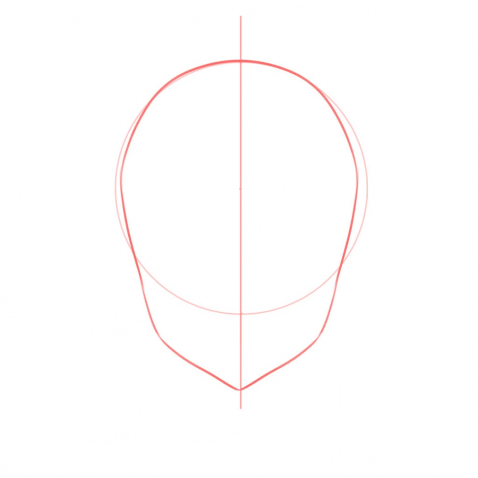 How to draw the head and face – anime-style guideline front view