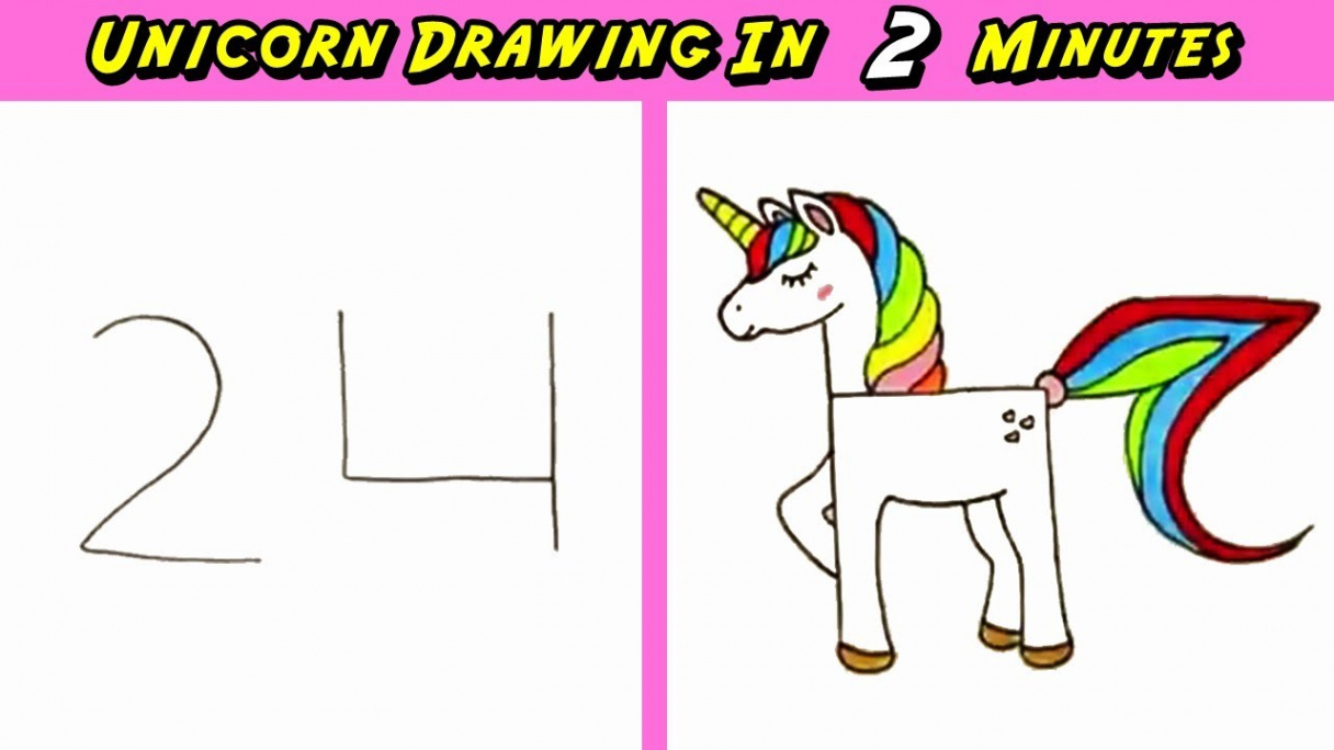 How to draw Unicorn with number  for beginners