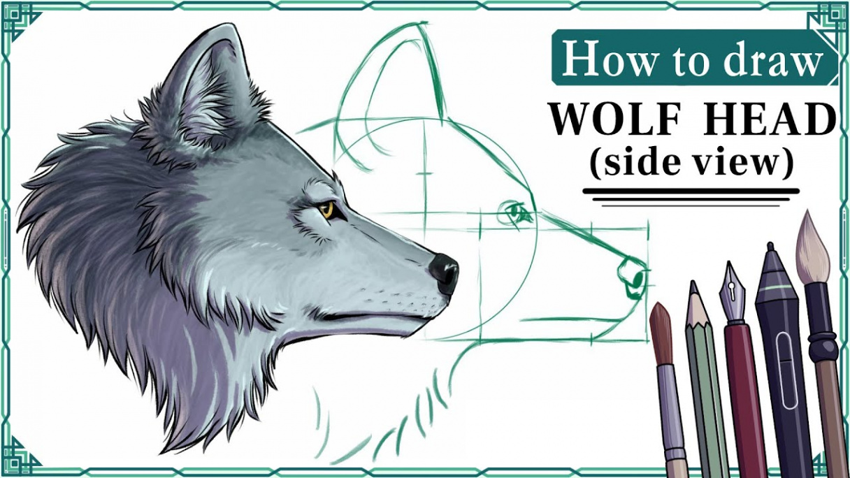 How to draw WOLF HEADS (side view) - Step by Step Art Tutorial