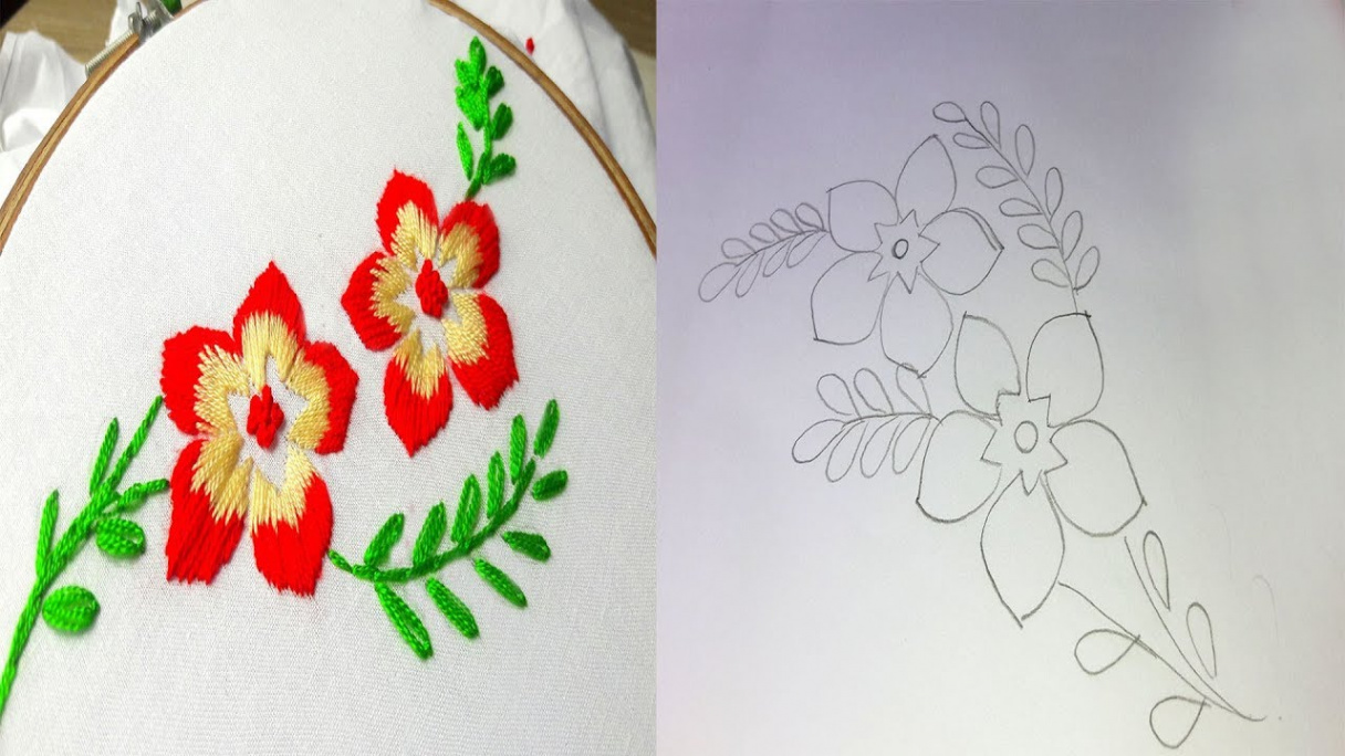 How To Make flower Design drawing for hand embroidery.