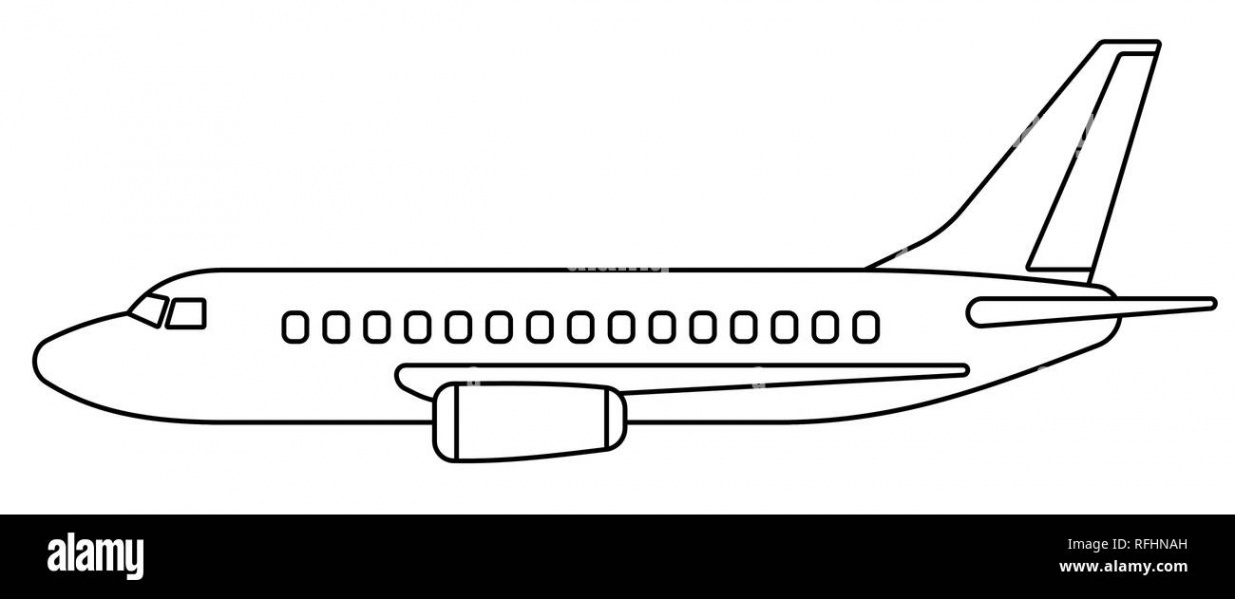 Illustration of the contour aeroplane side view Stock Vector Image