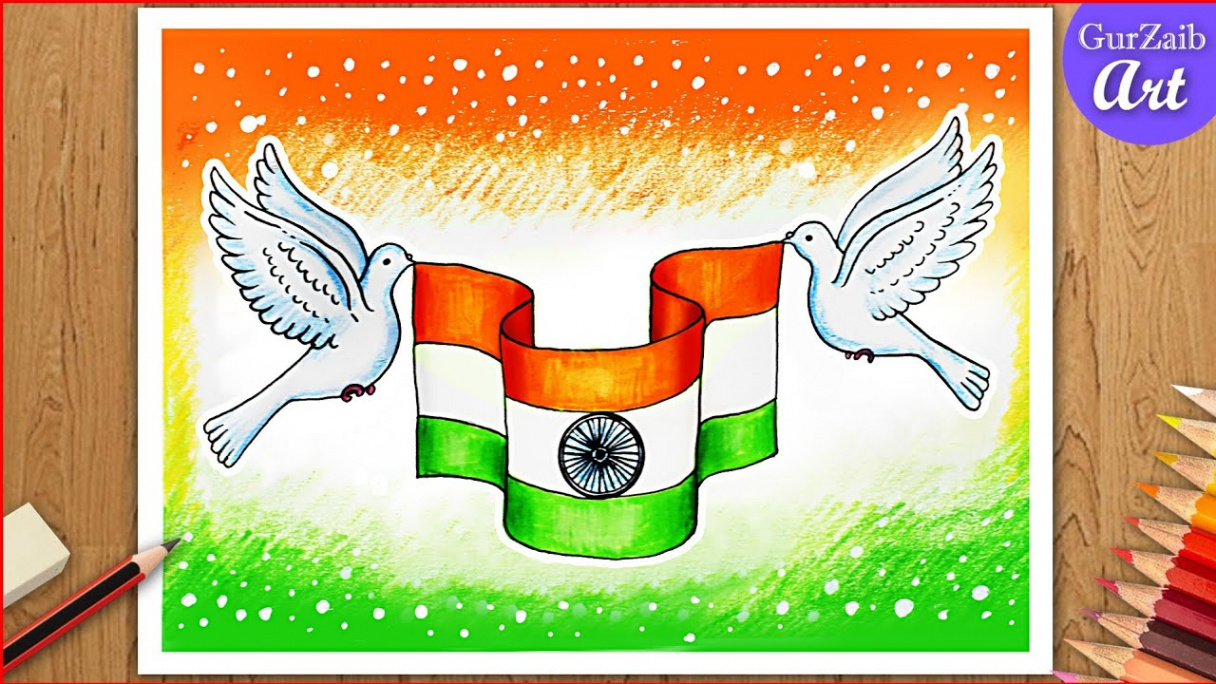 Independence Day Drawing India   August freedom day poster (easy) step  by step