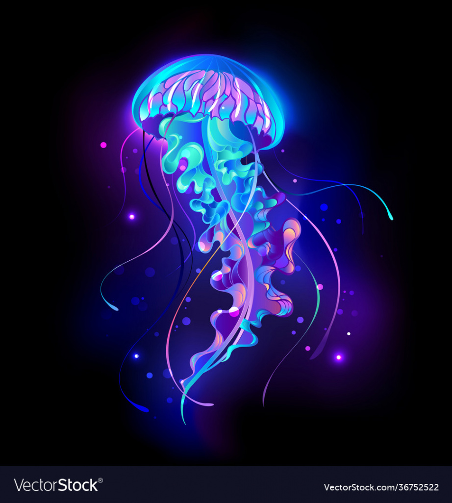 Large glowing jellyfish Royalty Free Vector Image