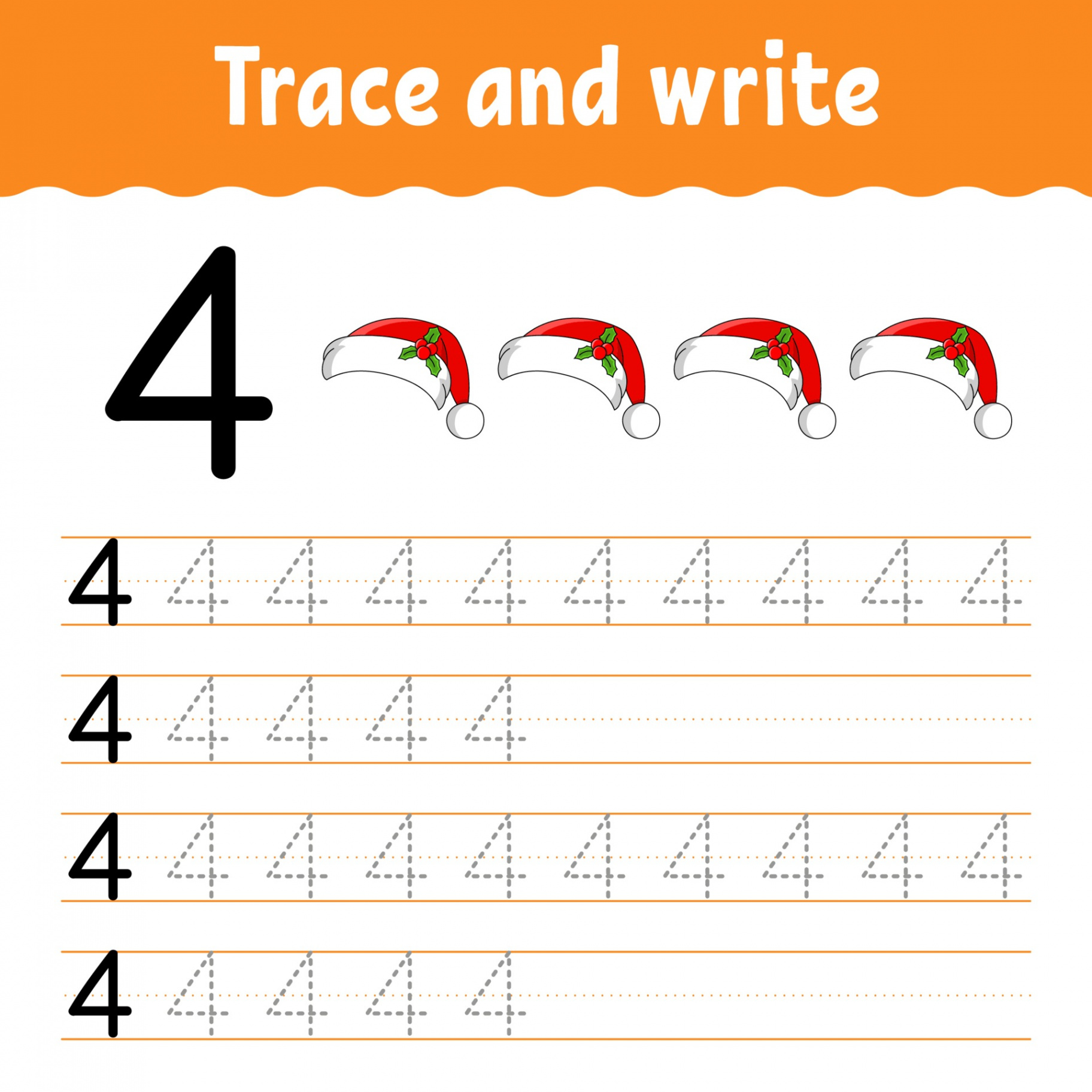 Learn Number . Trace and write. Winter theme