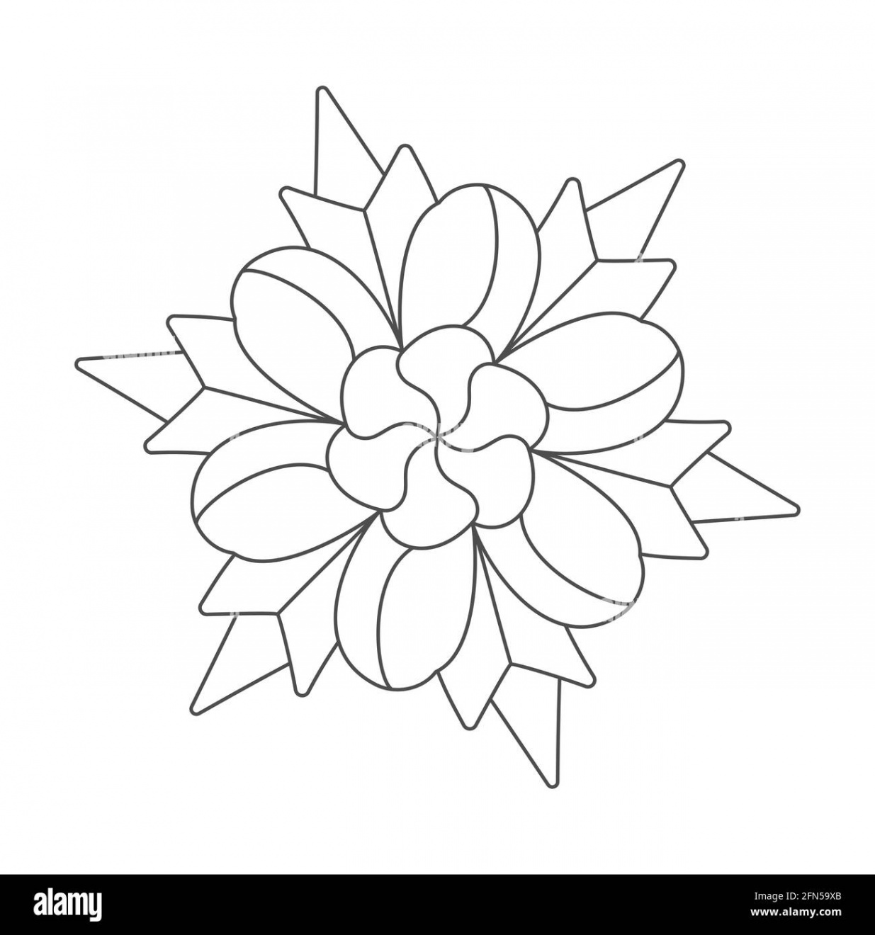 Line drawing of a flower pattern, for application, coloring book