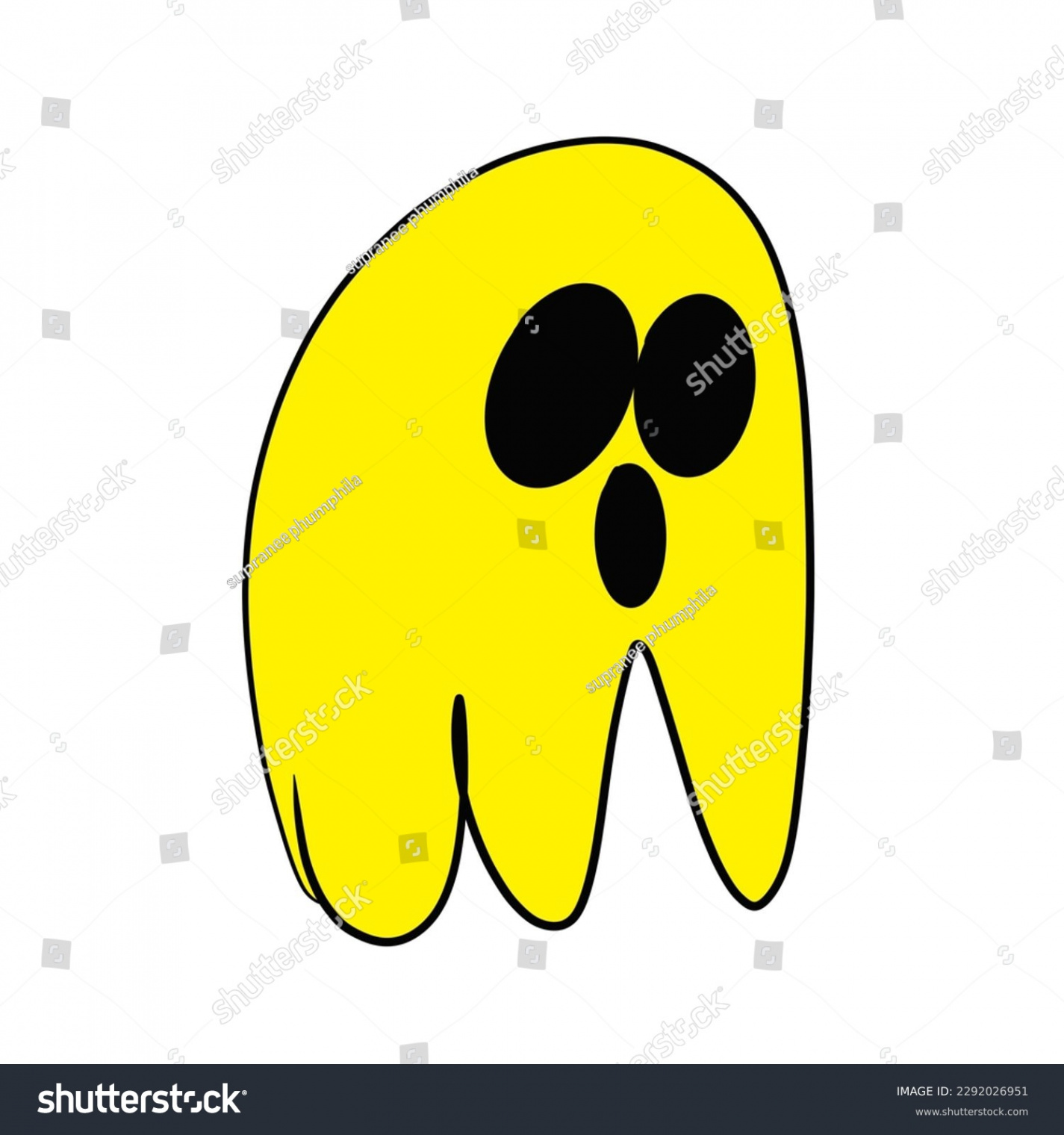 Little Yellow Ghost Cute Cartoon Style Stock Illustration