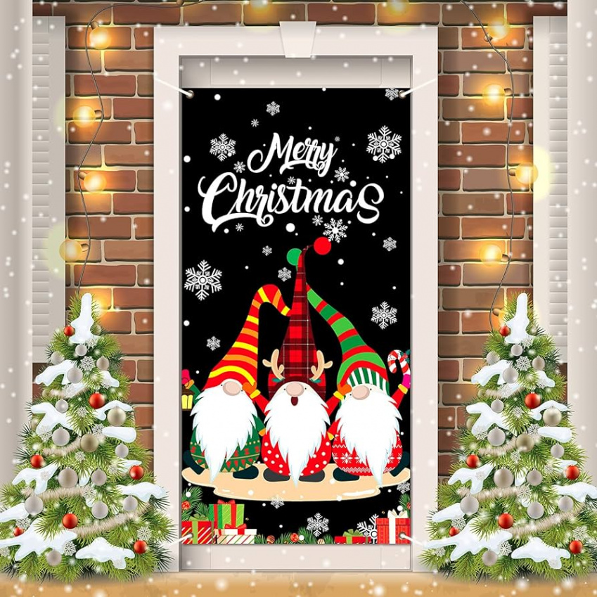 Merry Christmas Door Cover Gnome Christmas Door Decorations