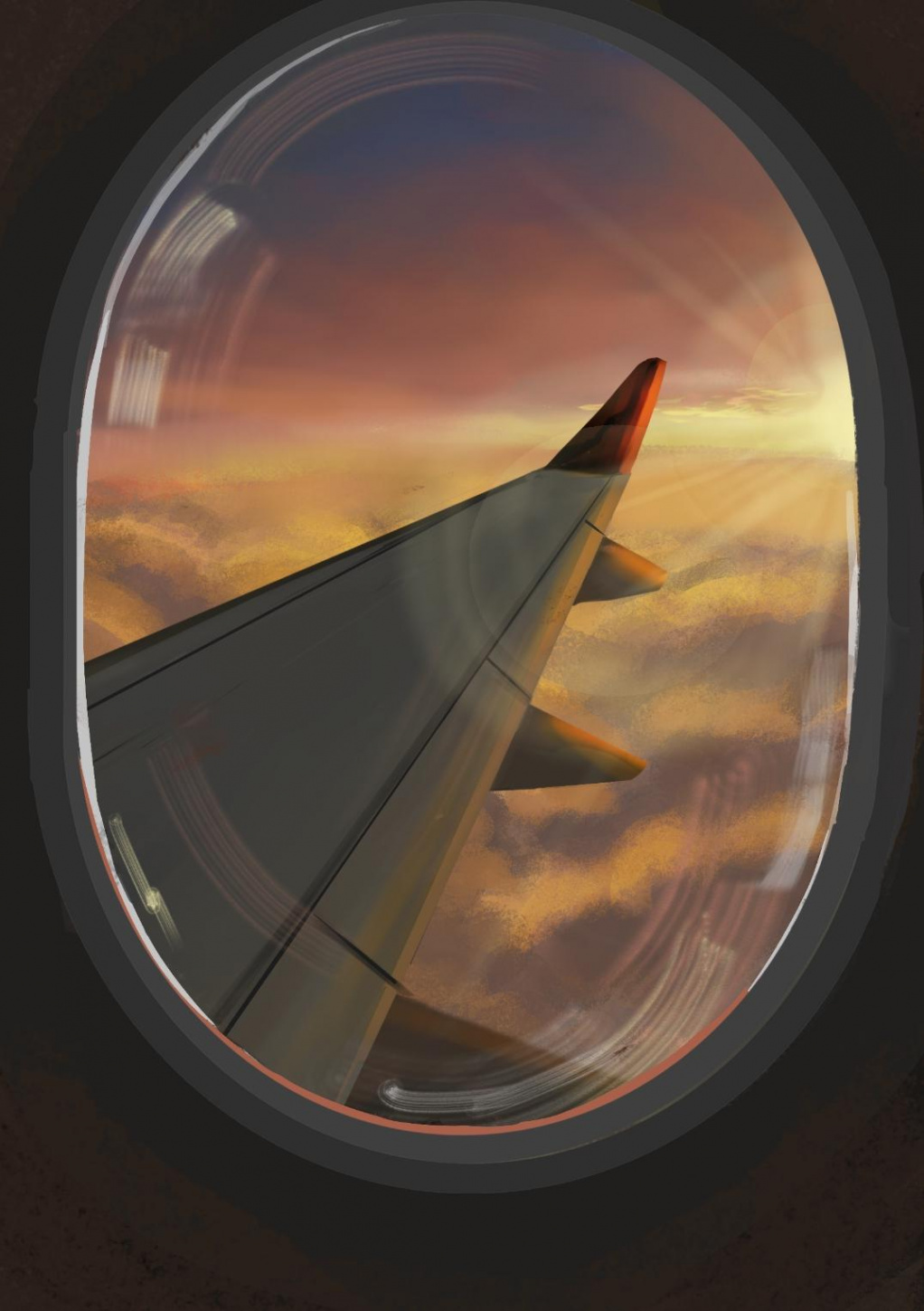 My recent drawing of an aeroplane window, hope it brings you peace