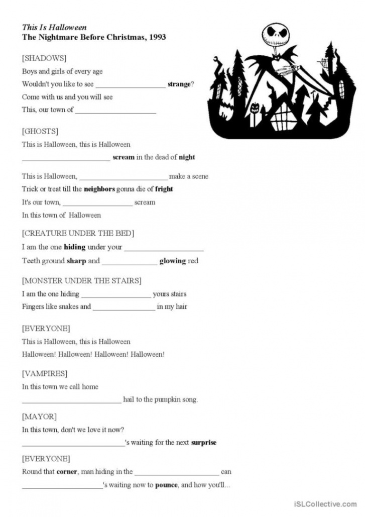 NIGHTMARE BEFORE CHRISTMAS Halloween: English ESL worksheets pdf