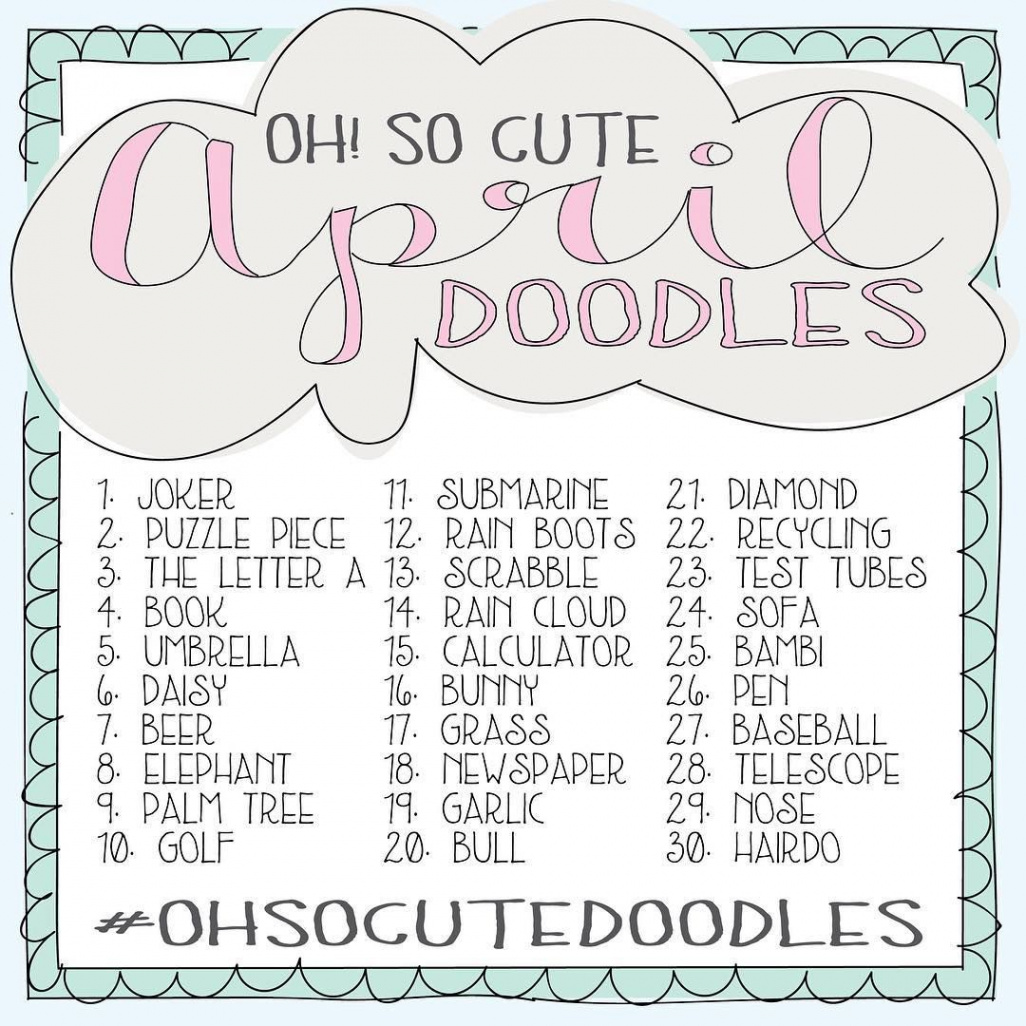 ohsocutedoodles April  Drawing challenge, Creative drawing