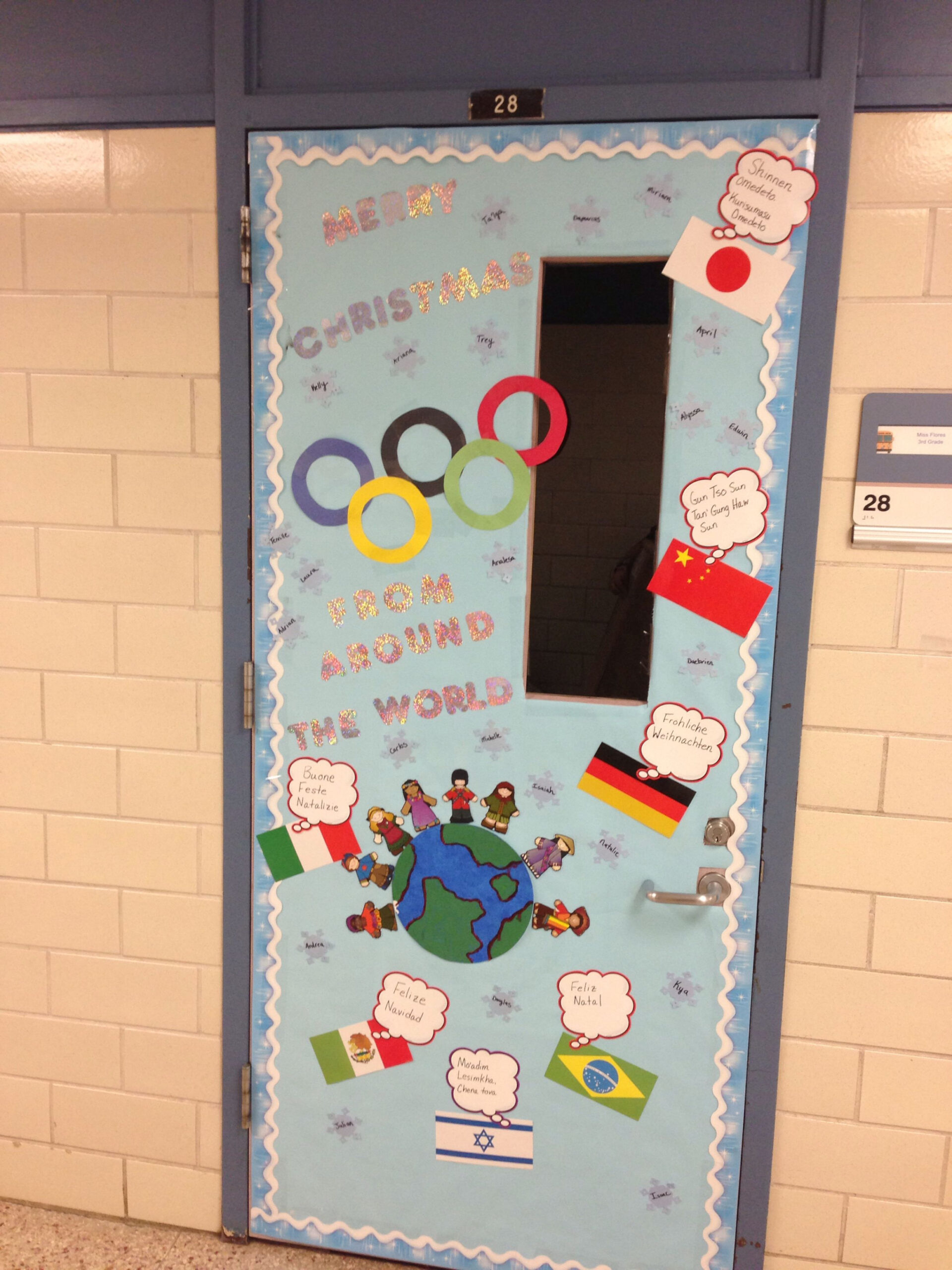 Olympic themed Christmas door